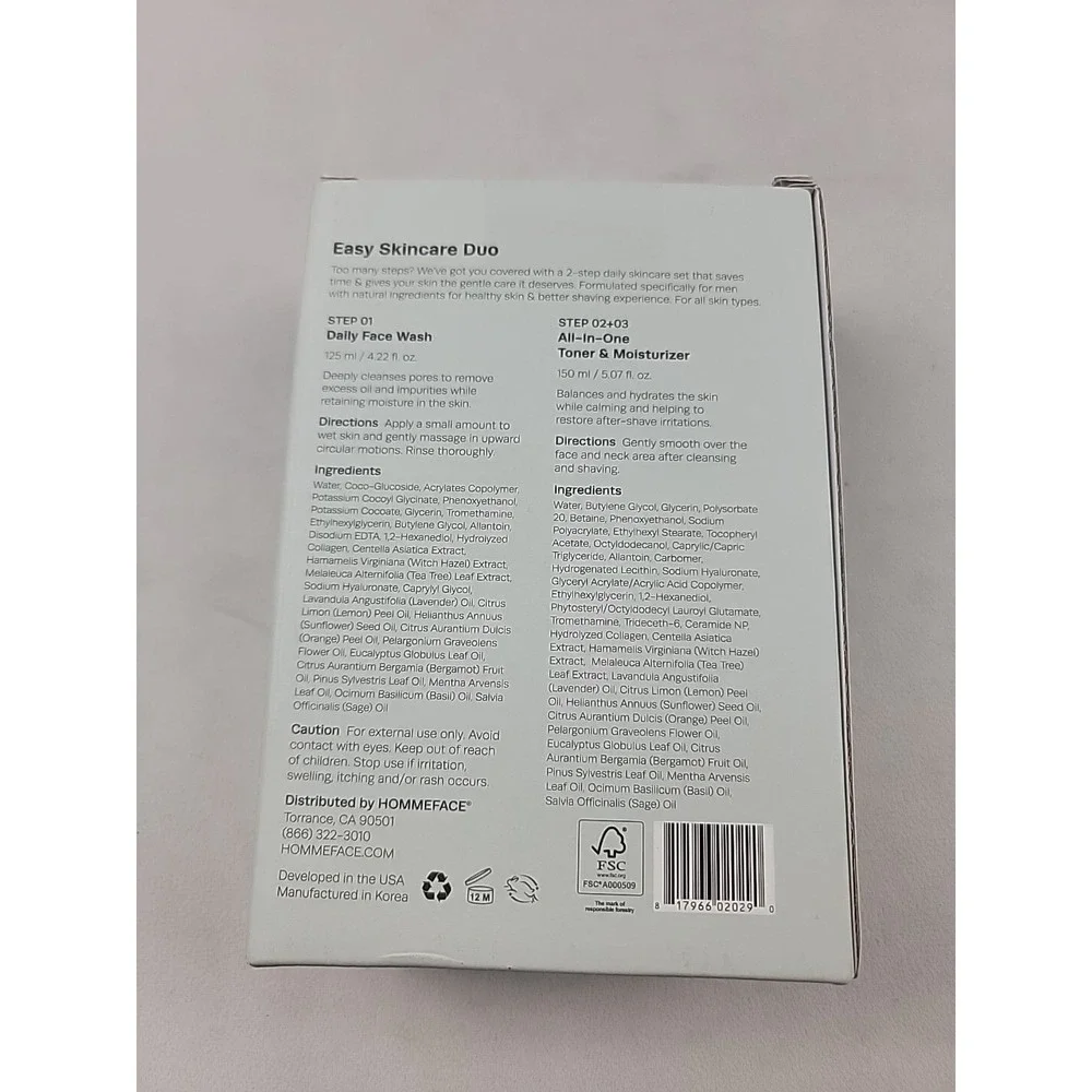 HOMMEFACE Men's Easy‎ Skincare Duo Kit, 2-Step Daily Routine Set